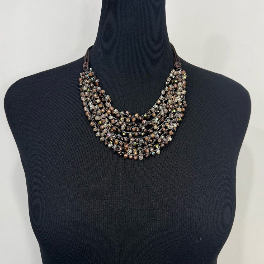 Rush by Denis & Charles Glass Bead Multi Strand Sparkle Statement Necklace